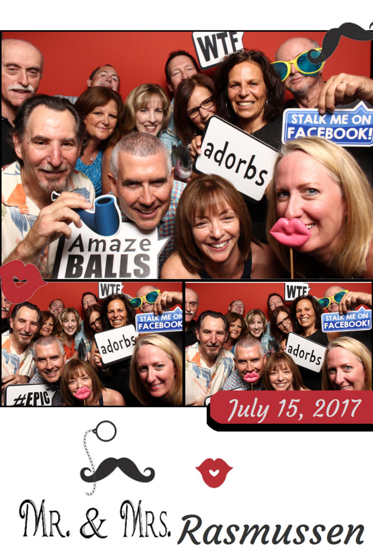 Photo strip of group with props posing