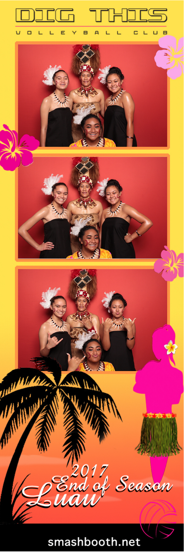 2x6 photo strip of women posing in front of red backdrop