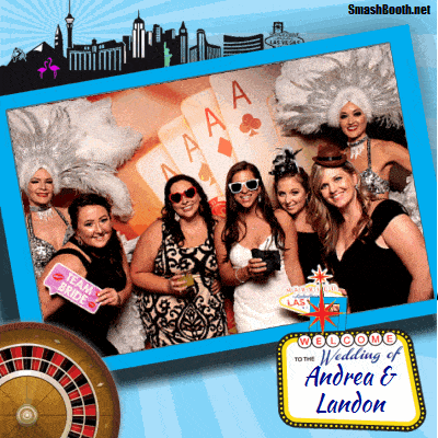 Group of women posing posing with Las Vegas backdrop