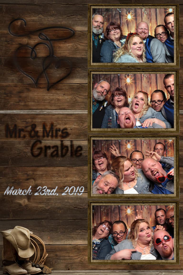 Brown photo template with group posing with the wood fence backdrop