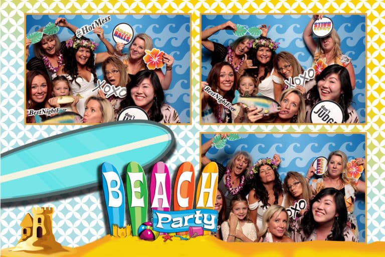 4x6 photo strip template beach party with under the sea backdrop group posing