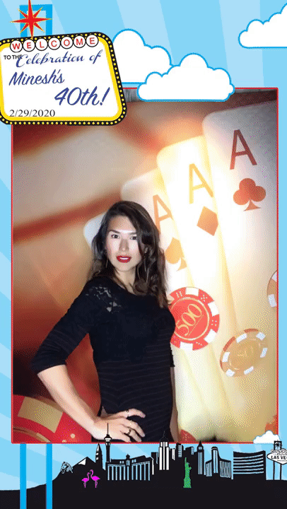 woman posing with Las Vegas backdrop