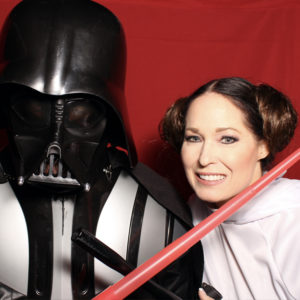 Star Wars characters posing with red backdrop Photo Booth Rentals in Las Vegas Smash Booth