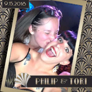 two women posing close up Gatsby theme Photo Booth Rentals in Las Vegas Smash Booth