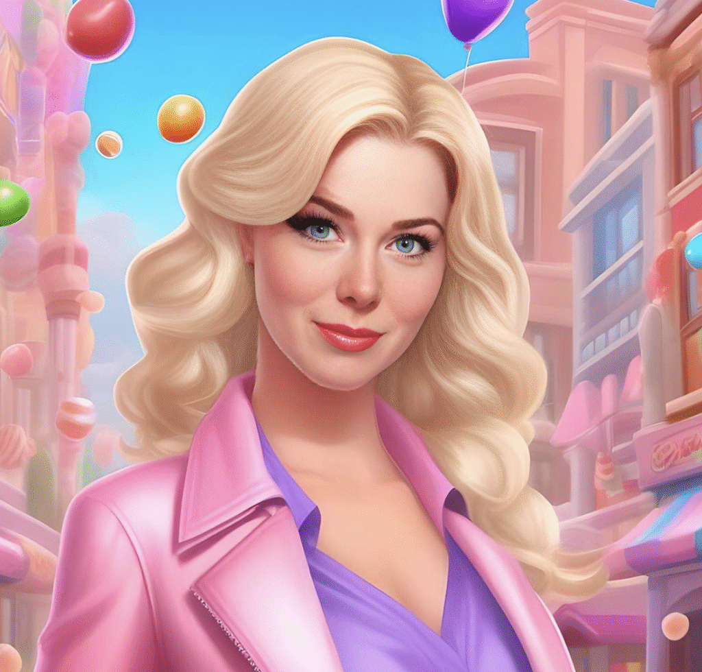 digital-portrait-of-blonde-woman-in-pink-jacket-created-at-smash-booth-event