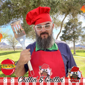 man-dressed-as-chef-promoting-sauces-at-smash-booth-las-vegas-event