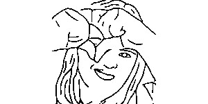 black-and-white-line-art-caricature-of-woman